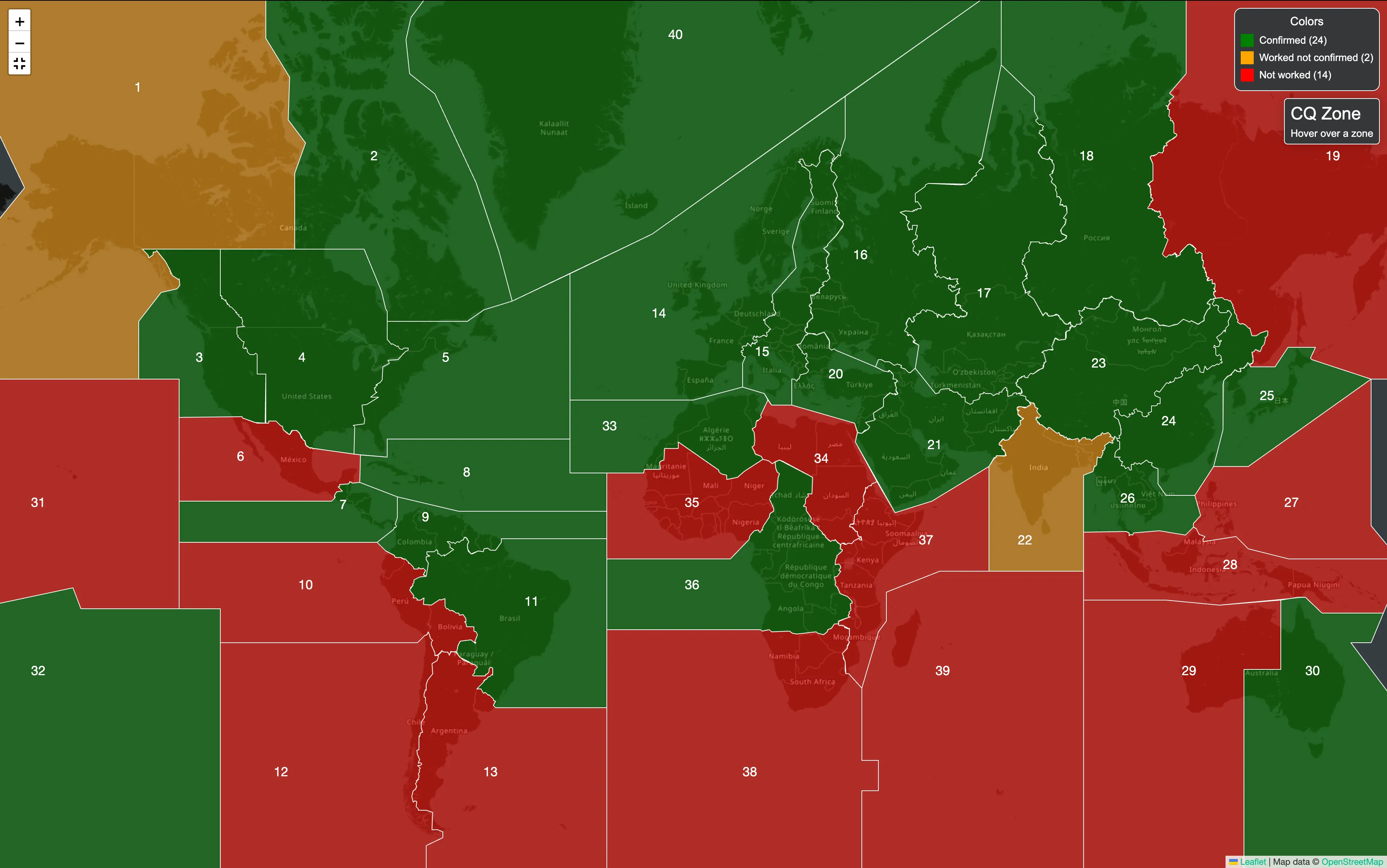 Wavelog amateur radio award progress map