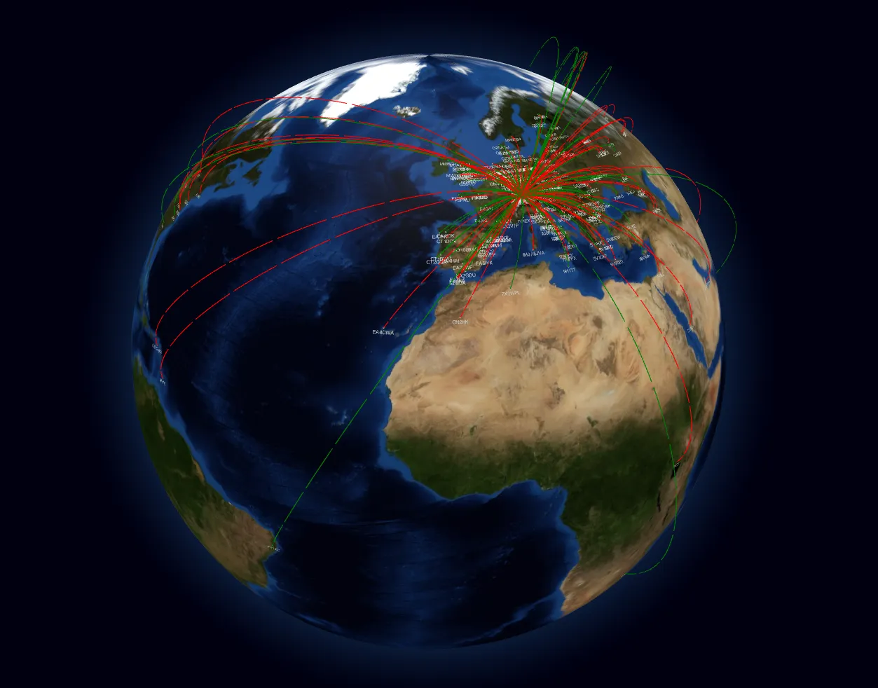 Wavelog 3D globe of ham radio contacts